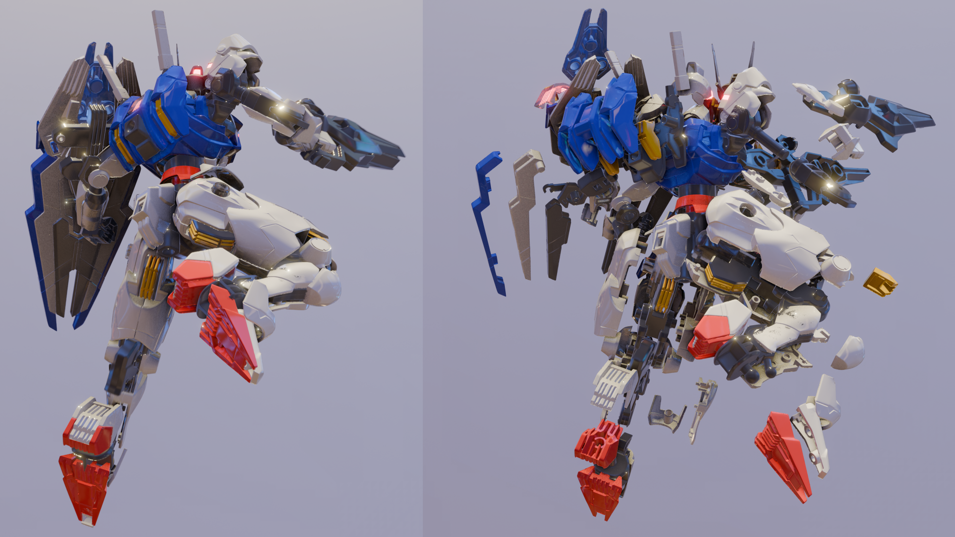 GUNDAM 100 Back pose side by side